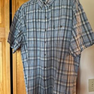 G.H.Bass & Co mens plaid collar shirt , short sleeve , pocket in front